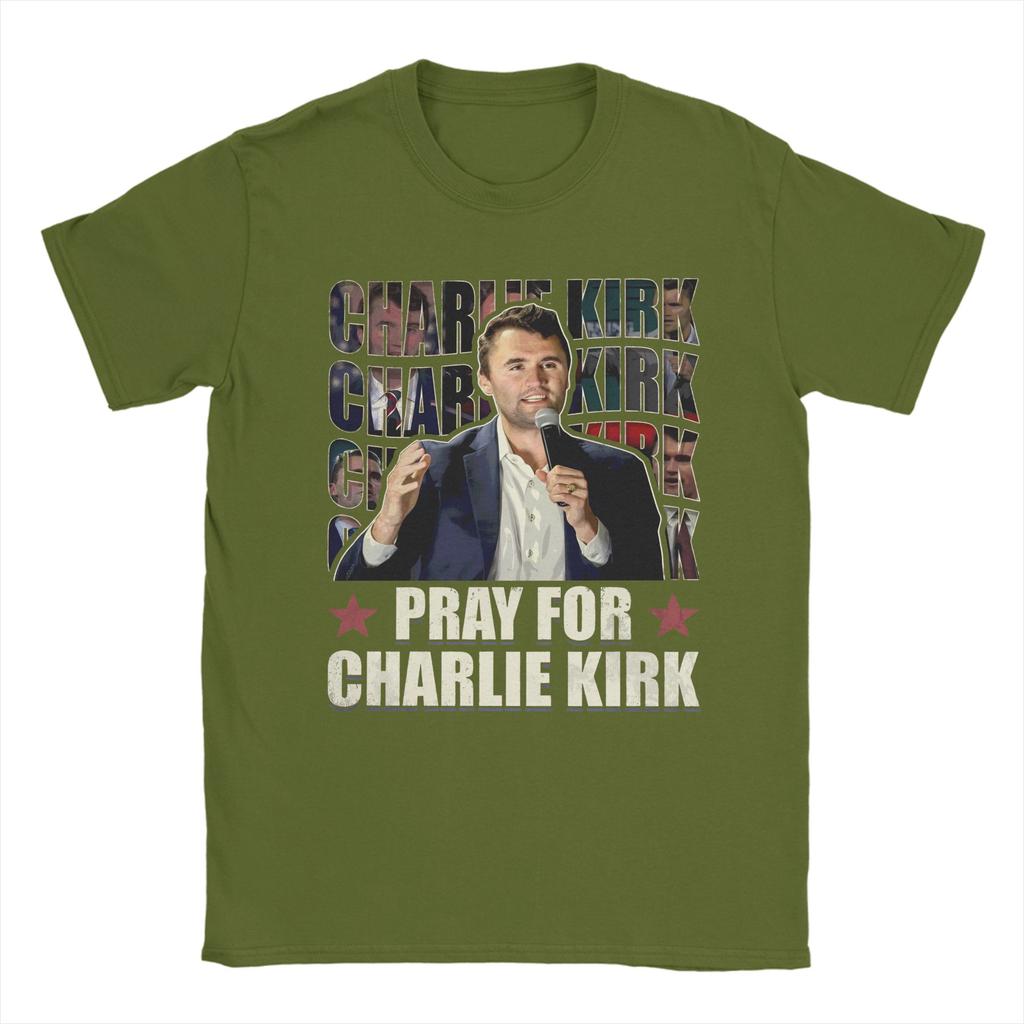 Pray for Charlie Kirk Charlie Kirk 2025 TShirt for Men Novelty Cotton Tees O Neck Short Sleeve T Shirt Birthday Present Clothes