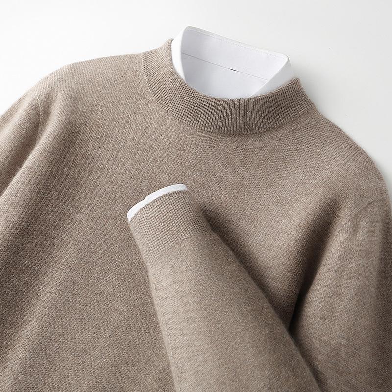

Men s Pure Wool Knitted Sweater - Round Neck, Warm Long Sleeve Pullover for Autumn & Winter M [100-130 jin]