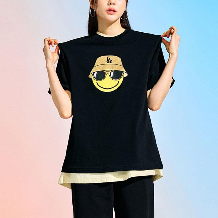 New MLB Set In Sleeve T Shirt Women's Black 3ATSJ0233-07BKS