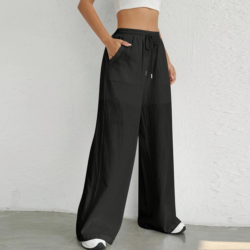 Women's Stylish Color High-waisted Baggy Wide-leg Pants With A Full-length Casual Straight-leg Pants