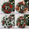 30CM Christmas Garland Wreath Pine Cones Front Door Christmas Door Wreath Red Ball Ornaments for Door Window New Year 2023