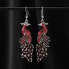 New Chinese retro ethnic style peacock painted earrings exquisite diamond-encrusted long fringed earrings high-end earrings women