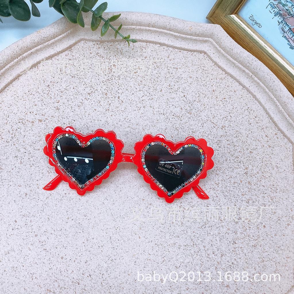 Fashion Love Cute Baby Sunglasses Diy Diamond Girls Concave Sunglasses Sun Protection And Uv Protection Glasses