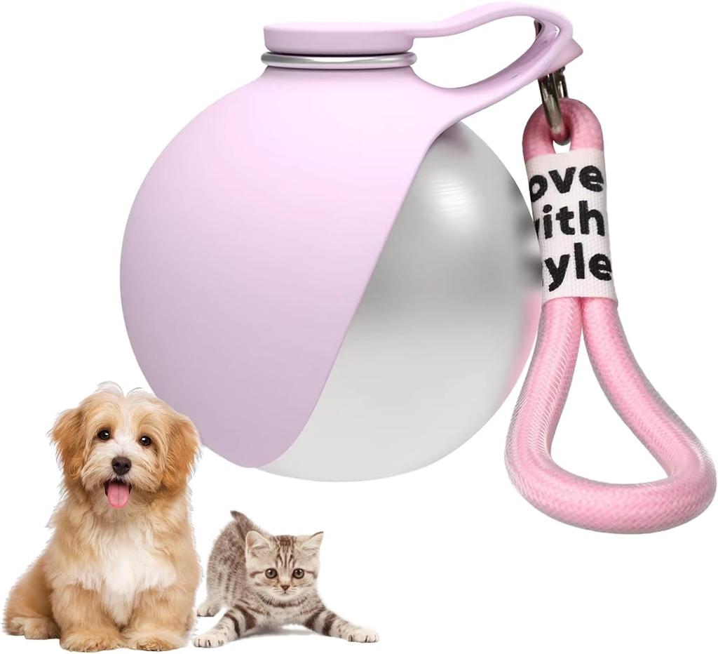 10oz Edelstahl Hundewasserflasche 2 in 1 Auslaufsicher Tragbarer Haustier-Reisebecher Faltbare Silikonschüssel für Outdoor-Spaziergänge Camping