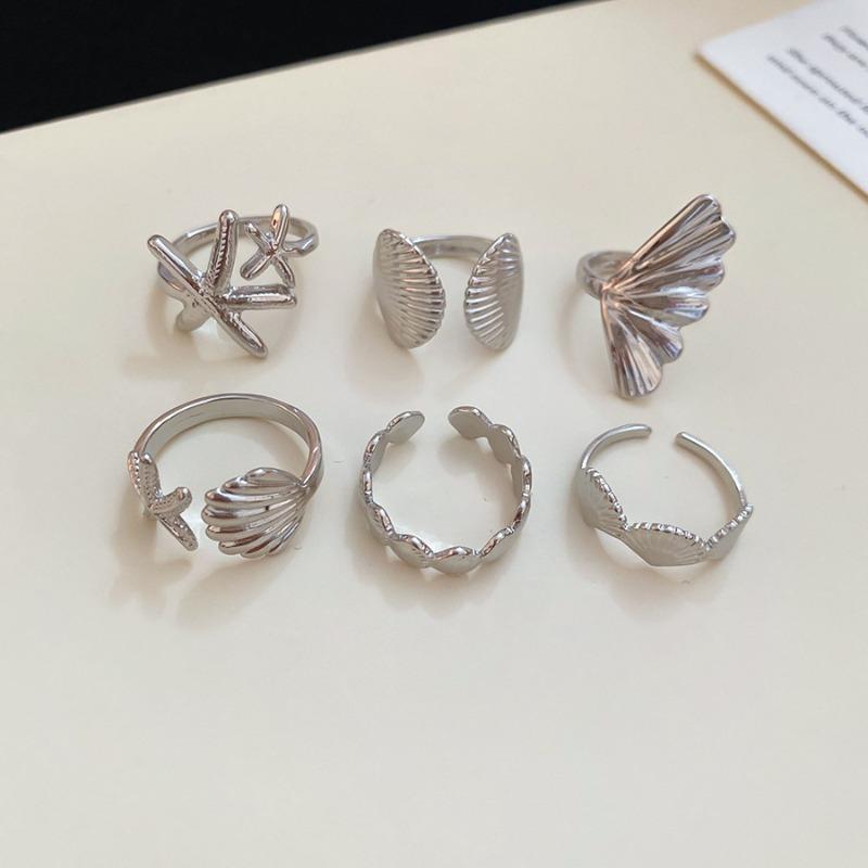 Metal starfish irregular geometric open ring - minimalist luxury