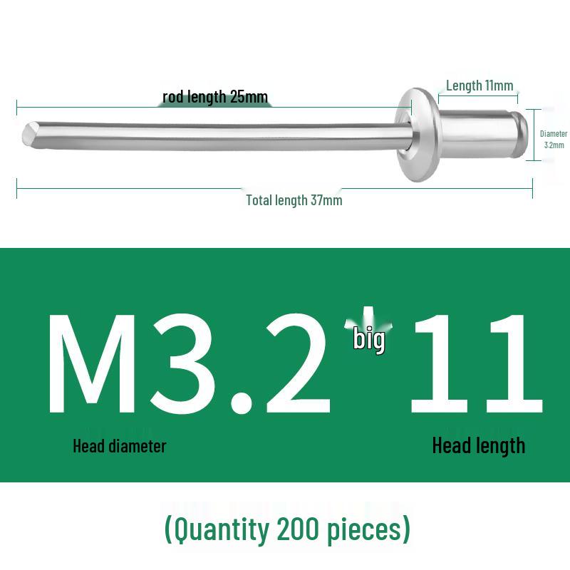 

Алюмінієві заклепки - З круглою головкою M3.2, M4, M5, M6