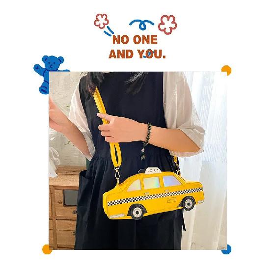 Nuevo Bolso de Hombro Amarillo de Taxis para Mujer Cartera Linda de Dibujos Animados Bolso de Mano Bolso Cruzado para Niñas Bolso de Mano Casual Femenino Cuero