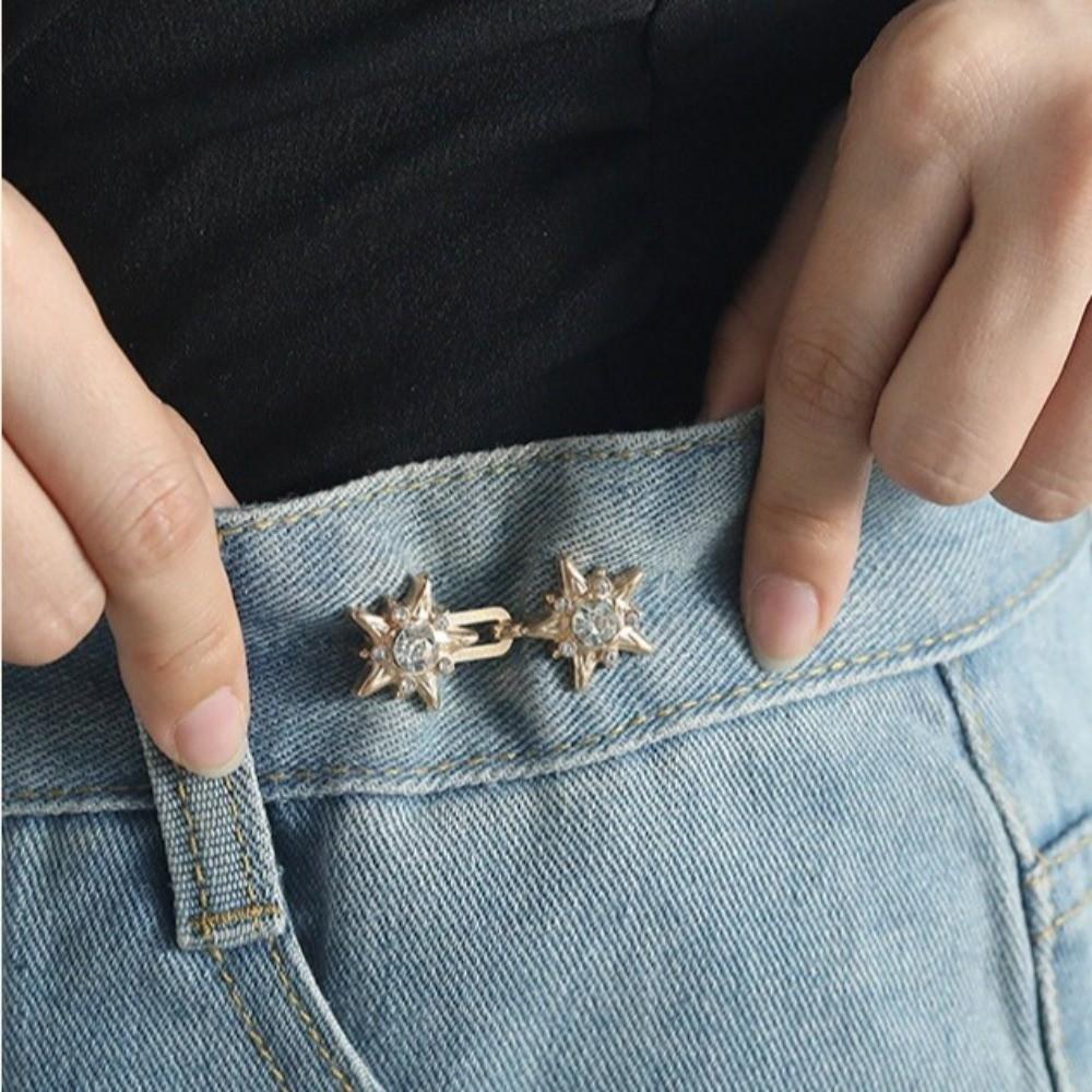 Five Pointed Star Jeans Buttons Adjustable Butterfly Pants Pins Waist Tightening Tool Fixed Brooches Dress Decoration