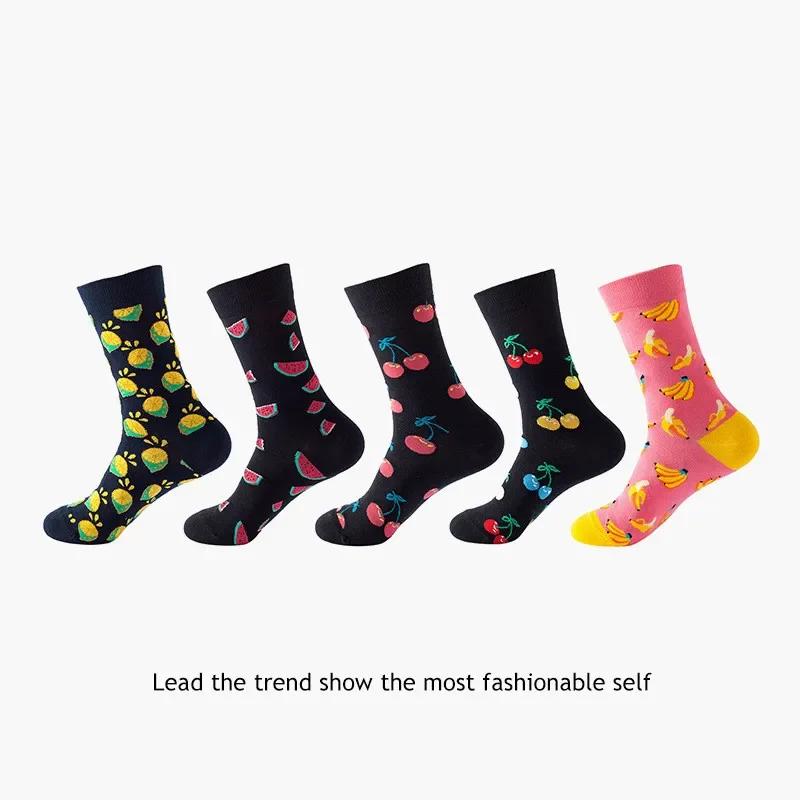 36 Styles Men's Cotton Dress Socks Bulk Pack - 5-Pair Trendy Funny Casual Socks Gift Set for  & Dropshipping