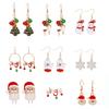 Christmas Series Earrings, European and American Earrings, Fashion Creativity, Oil Dripping Diamonds, Snowflake Snowman Cane Stud Earrings