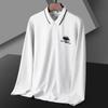 New Men's Embroidered Non-Iron Polo Shirt: High-Quality, Long-Sleeved Casual Business Top for Autumn and Winter.
