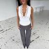 New Deep V-neck Lace Patchwork Tank Tops Women Slim Fit Sexy Sleeveless Vest Fashion Elegant White Tops Sexy Casual Simple Clothing