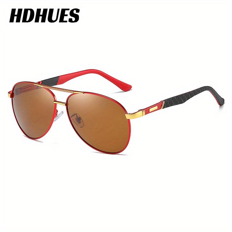 HdHues Unisex Retro Large Frame Double Beam Spring Leg Polarized Driving Sunglasses, UV400