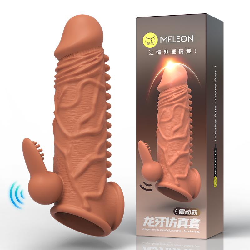 MELEON Realistické kondomy pro prodloužení penisu na penis Opakovaně použitelné silikonové kondomy pro zvětšení penisu pro muže, dildo Enhancer Sexy Toys