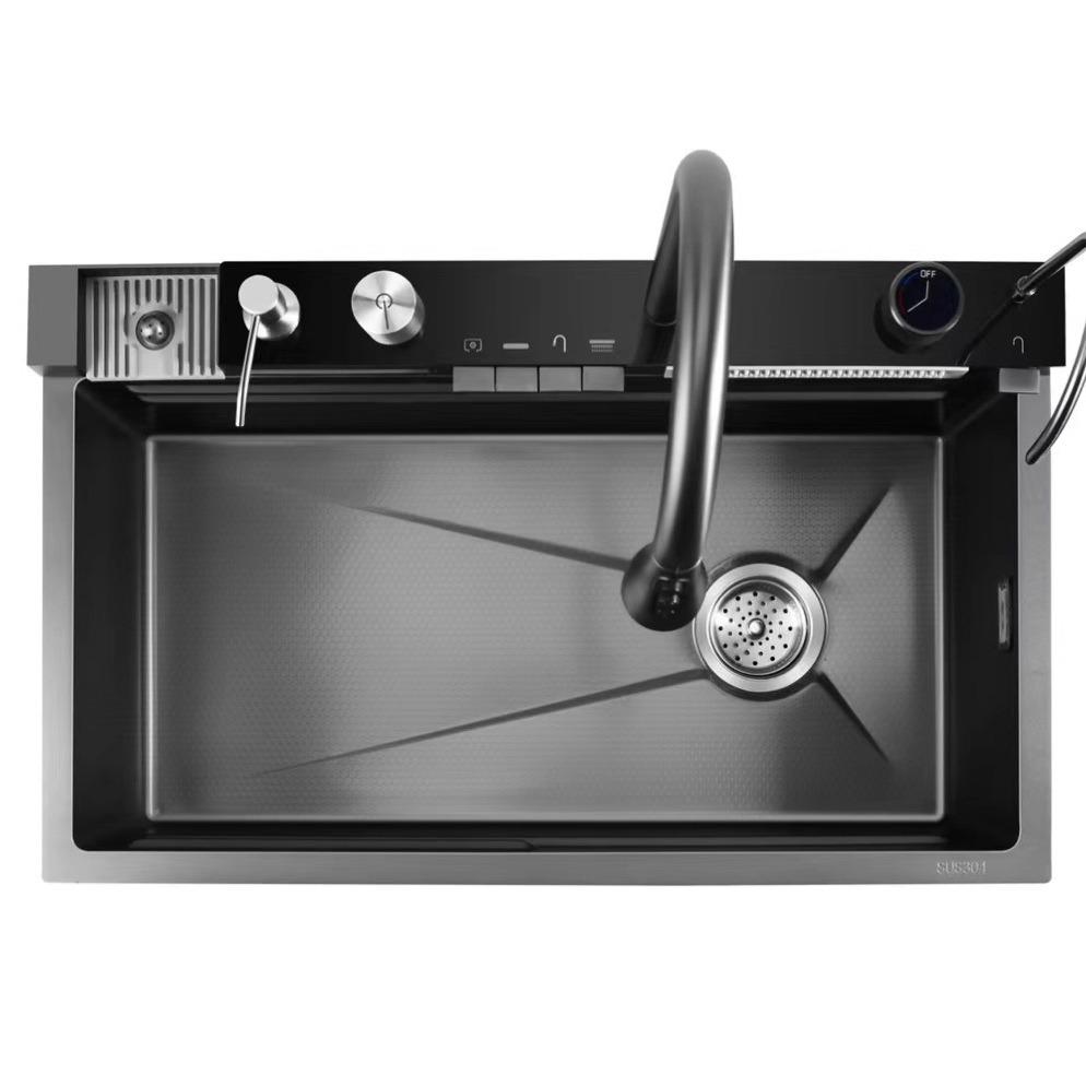 Lavello da Cucina Whale in Acciaio Inossidabile 304 a Doppia Cascata con Display Digitale a 5 Pulsanti