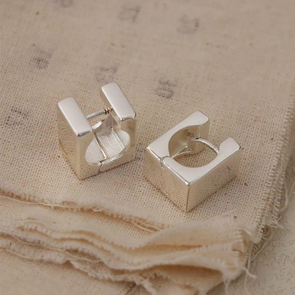 Copper Square Geometric  Ear Buckle Prevent Allergy Minimalist Hoop Earring  Jewelry Gift
