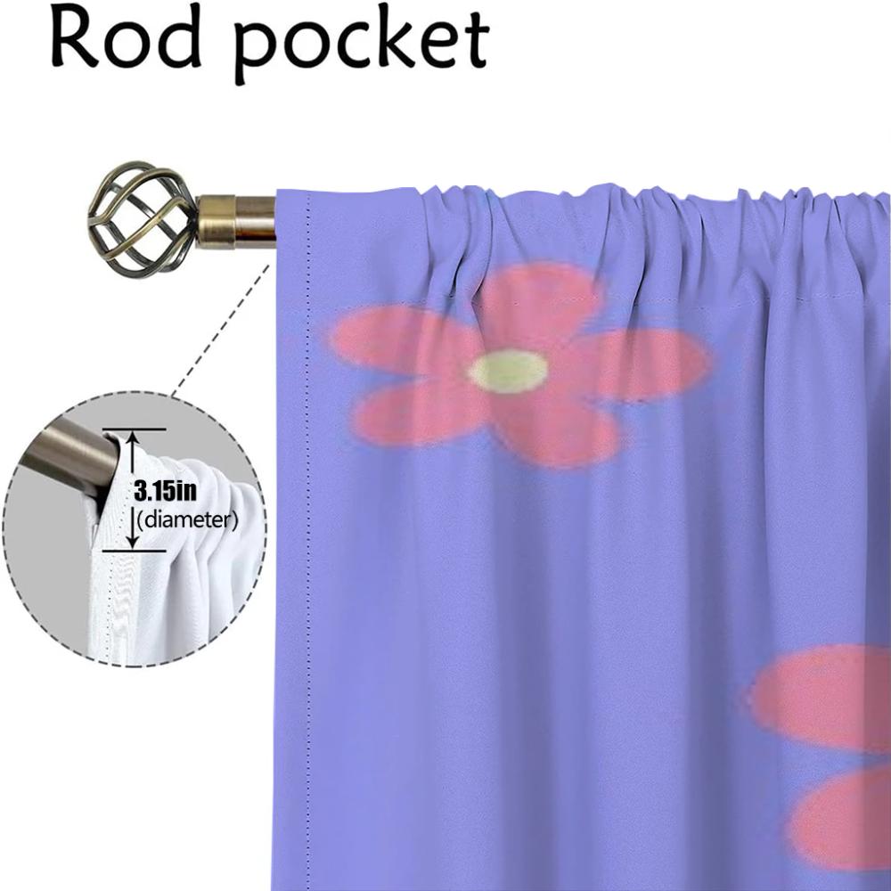 Bug Resistant Curtains Living Room Curtain Cute Flowers Partition Shades Home Interior Tulle Bedroom Set Of 2 Made Polyester Washable Ready