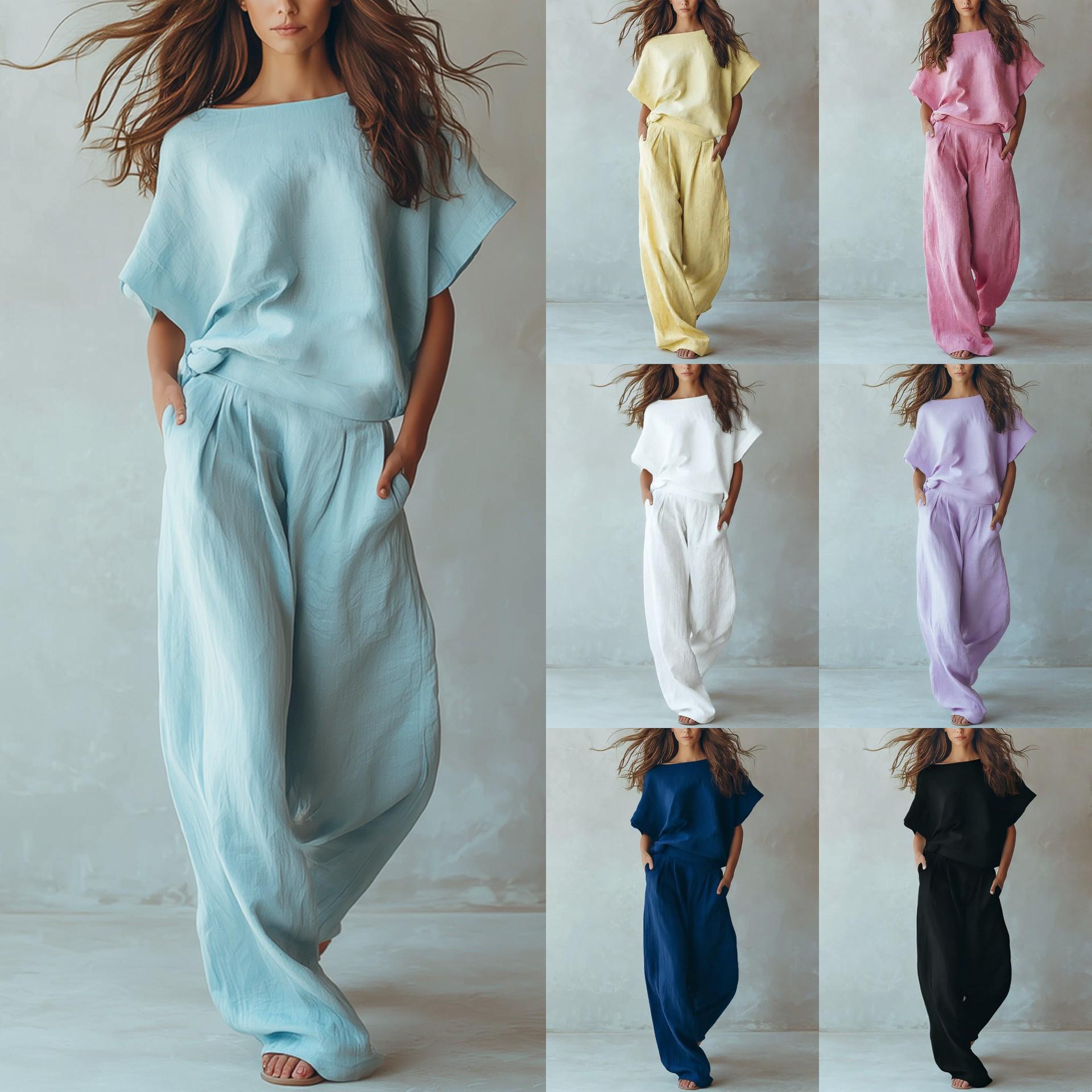 Summer European Style Casual Set Women Loose Fit Slimming Two Piece S