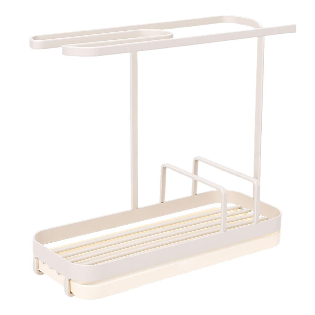 Kitchen Sink Multifunctional Metal Sponge Soap Brush Storage Rack with Towel Holder