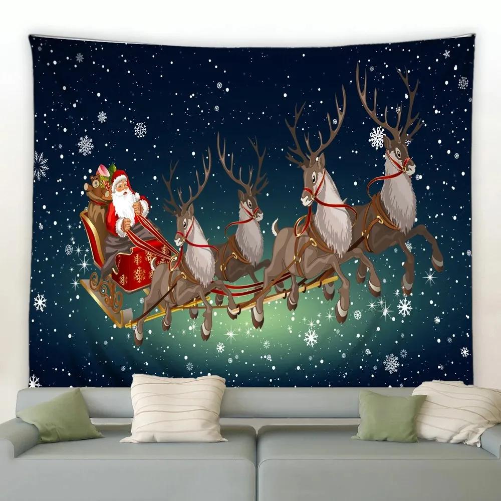 Christmas Cartoon Style Tapestry Bedroom Living Room Home Christmas Decoration Tapestry