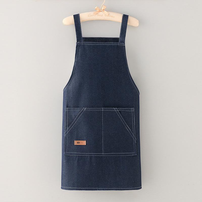 Thick Denim Apron with Pocket Jean for Women Men Hair Stylist Barista Coffee Shop In Beautiful Salon Oil Resistant Apron Bib