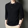 Men'S Business Color Clash Collar Long Sleeve Polo Shirt 2025 Autumn New Collection, Falling Feel, Daily Simplicity Polo Shirt