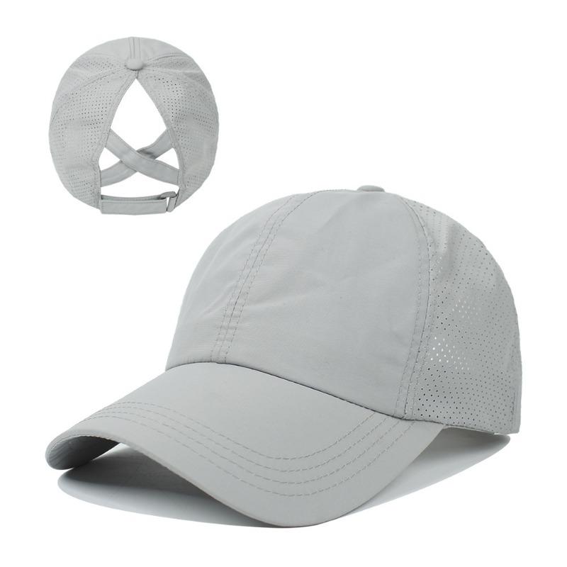 Solid color baseball cap logo women's sports and leisure cross ponytail hat quick-drying breathable cap sun hat
