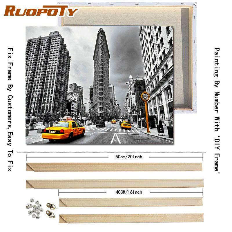 RUOPOTY DIY Digital Photo Frame Black and White Scenery Unique Gift Acrylic Oil Painting Digital Character Wall Art