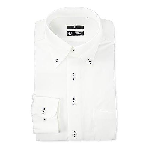 SUIT SELECT 4S BLACK LINE Slim Fit Men's Dress Shirt Non-Iron Stretch Cutaway Collar White Dobby L Size 41-86