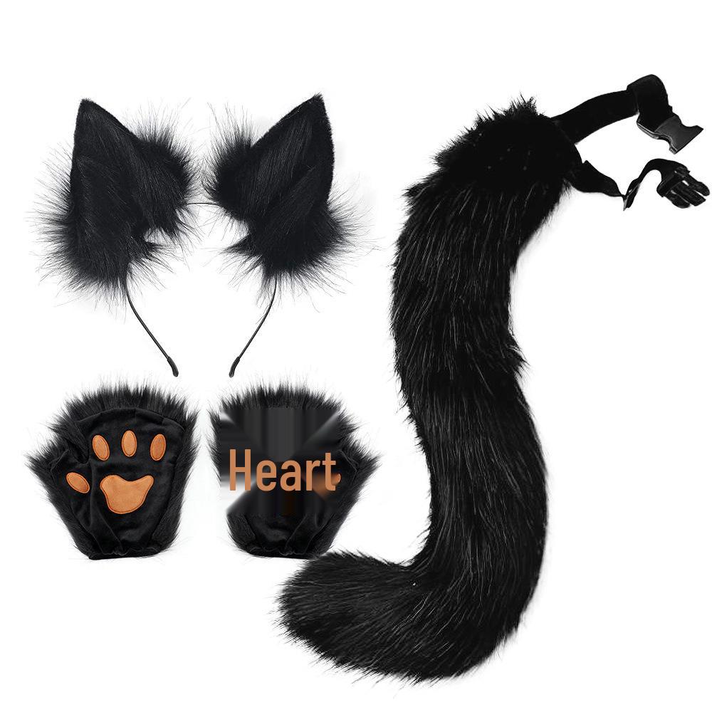 Popular Halloween Beast Claws Faux Plush Fox Ears Headband & Tail Cosplay Accessories