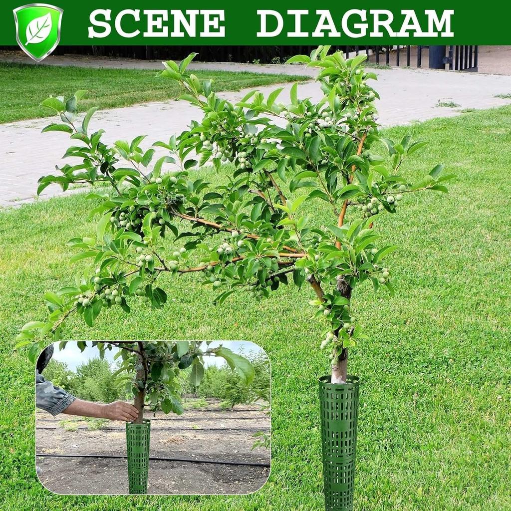 Tree Trunk Protector, Anti-Chewing Bark Guard for Garden Plants, Expandable Wrap, Green, 5 Pack