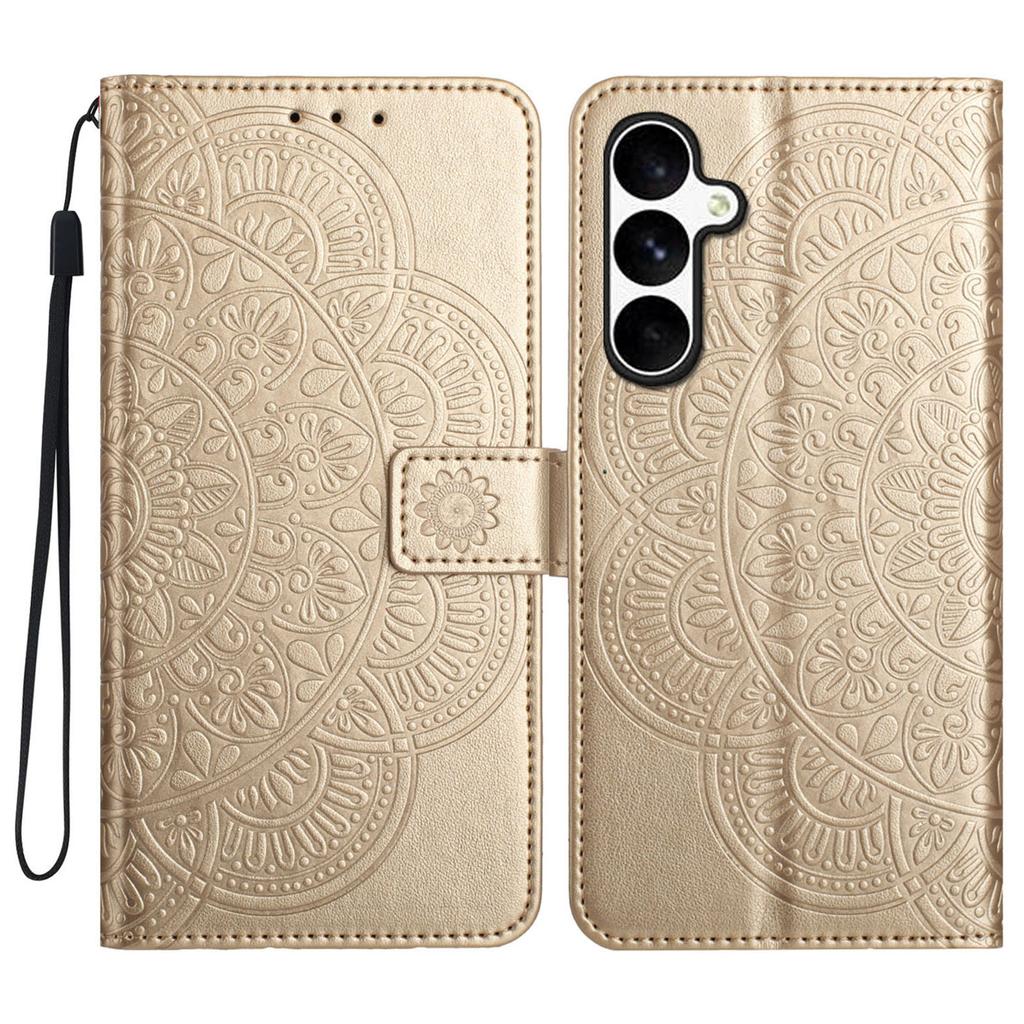 For Samsung Galaxy S25 FE Leather Case with Card Slots Mandala Pattern Phone Cover Stand