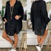 Casual Loose Lapel Shirt Solid Color Single Breasted Lady Party Wear