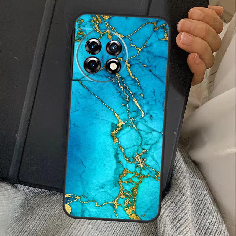 Teal Blue Gold Agate Marble Case For OnePlus 15 13T 13 12 11 13R 12R 10R 10T 8T OnePlus Nord 5 CE 3 4 Lite N20 N30 Cover