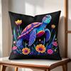 Hawaiian Sea Turtle Cushion Cover Natural Linen Organic Fabric DoubleSided Printing Couch Pillow Covers Home Decor