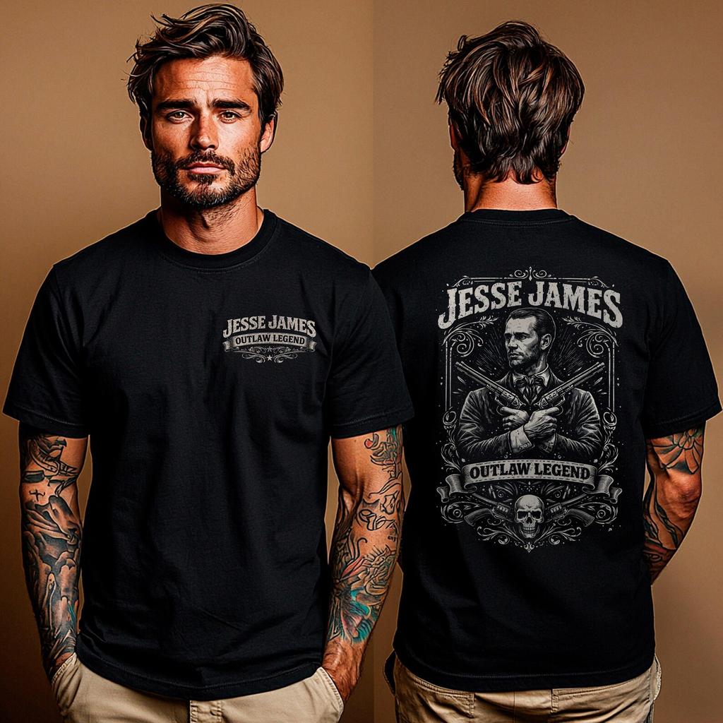 Jesse James Shirt: Wild West Gunslinger Graphic Tee | Outlaw Legend T-Shirt | Vintage Western Americana Unisex Shirt