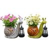 Solar Powered Snail Shaped Planter with Hanging Lantern Outdoor Garden Decoration Durable Resin Material Suitable for Patio Lawn Yard