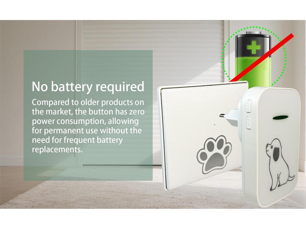 Chenji Self-Powered Wireless Pet Doorbell - Waterproof Puppy Entry Chime
