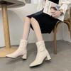 Short boots for women with British style 2026 autumn and winter new style square toe and back zipper short boots for women
