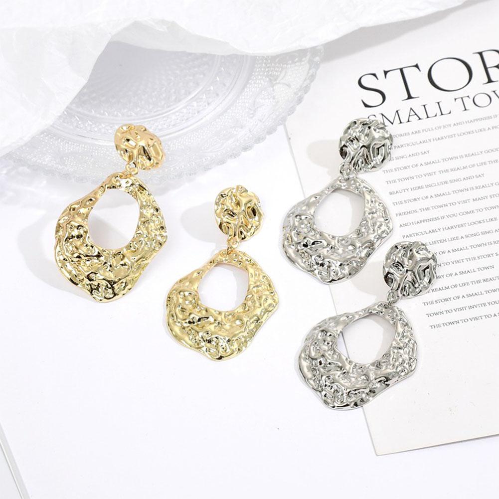 Women Concave Convex Texture All Matching Long Ear Stud Earring