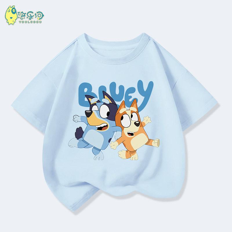 2026 Kids Bluey Cartoon T-Shirt Autumn Winter Short Sleeve Warm Anime Print Comfortable Sweatshirt for Boys and Girls Daily Use