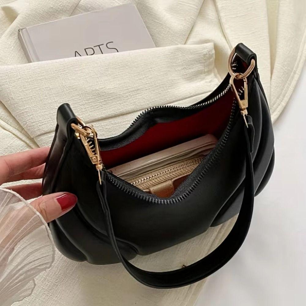 Tote Pu Leather Handbag Pu Leather Underarm Bag Phone Pouch Crescent Bag  Girls