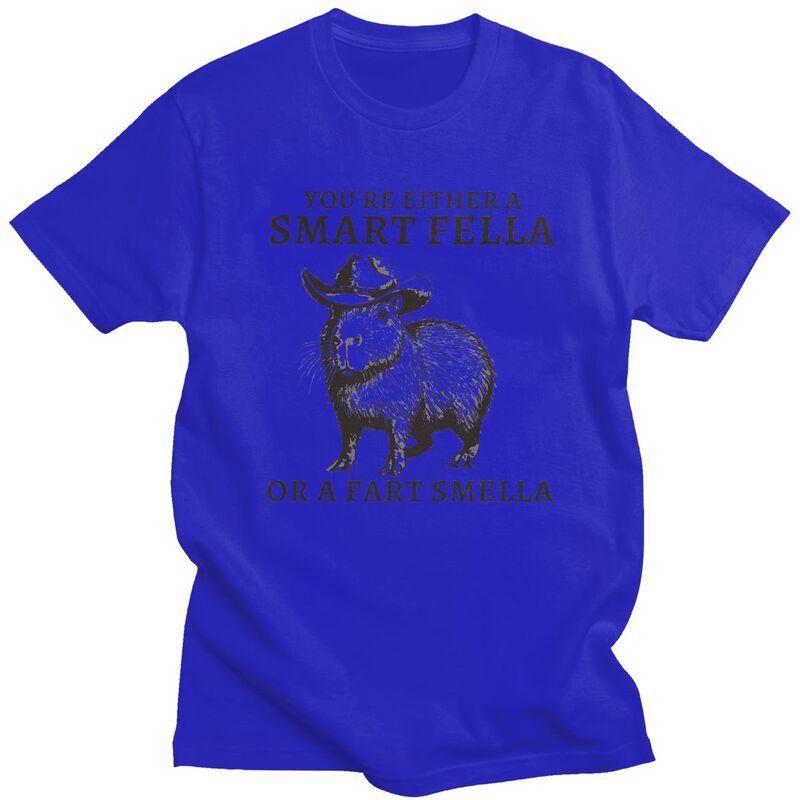 Funny Capybara YouRe Either A Smart Fella Or A Fart Smella Tshirt Unisex Short Sleeves Clothing Loose Fit 100 Cotton Tee Tops