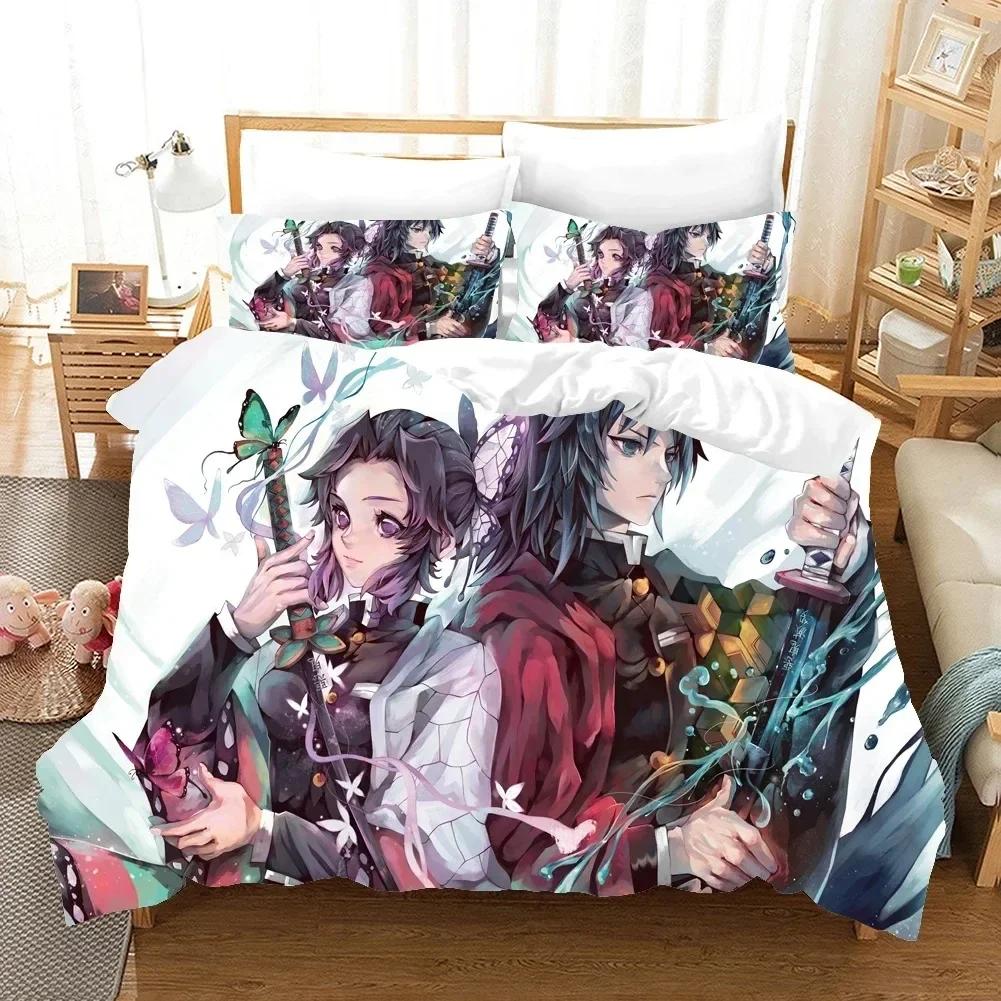 Comforter Fashion 3D Print Anime Ghost Killing Blade Bedding Sets With Twin Full Queen King Bedclothes
