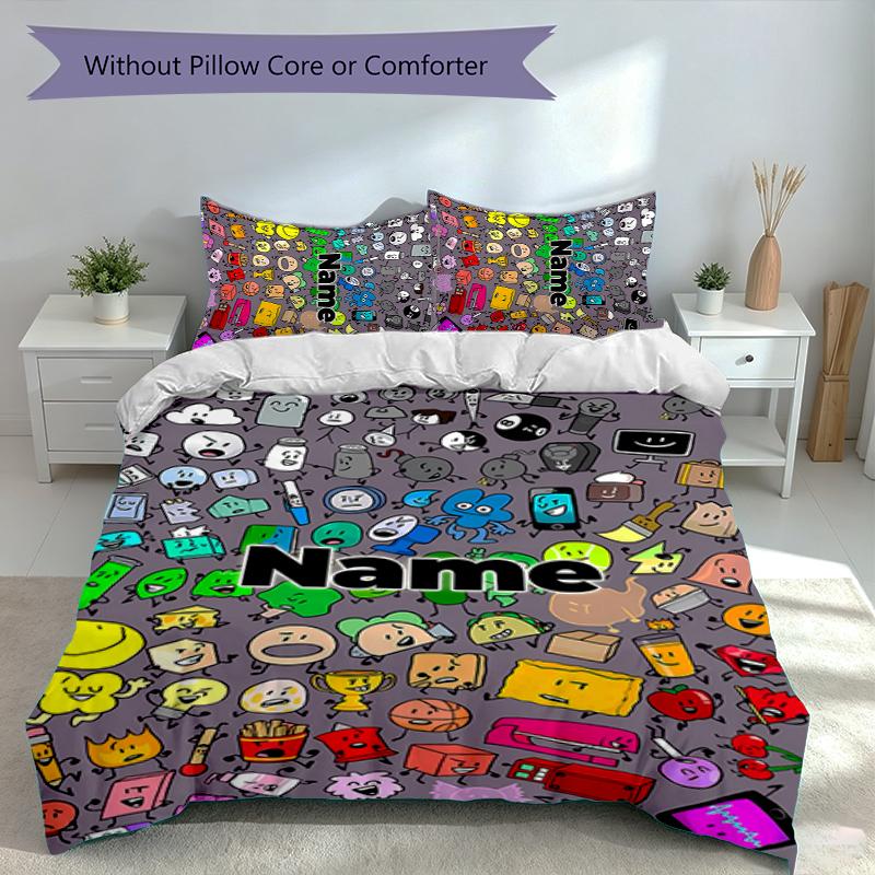 3pcs Custom Name Nanimate Insanity Bedding Set,Includes 1 Duvet Cover and 2 Pillowcases,All-season Bedroom Decor
