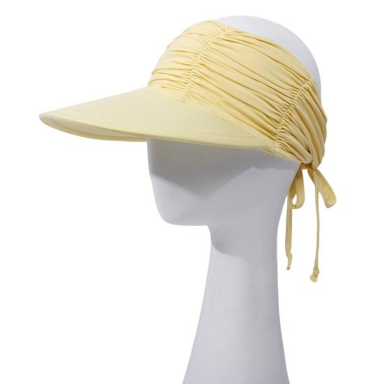 Sun Hat Wide Brim UV Protection Ponytail Hat Pleated Design Elastic Fit Empty Top Hat Summer Beach Travel Outdoor Sports Hat