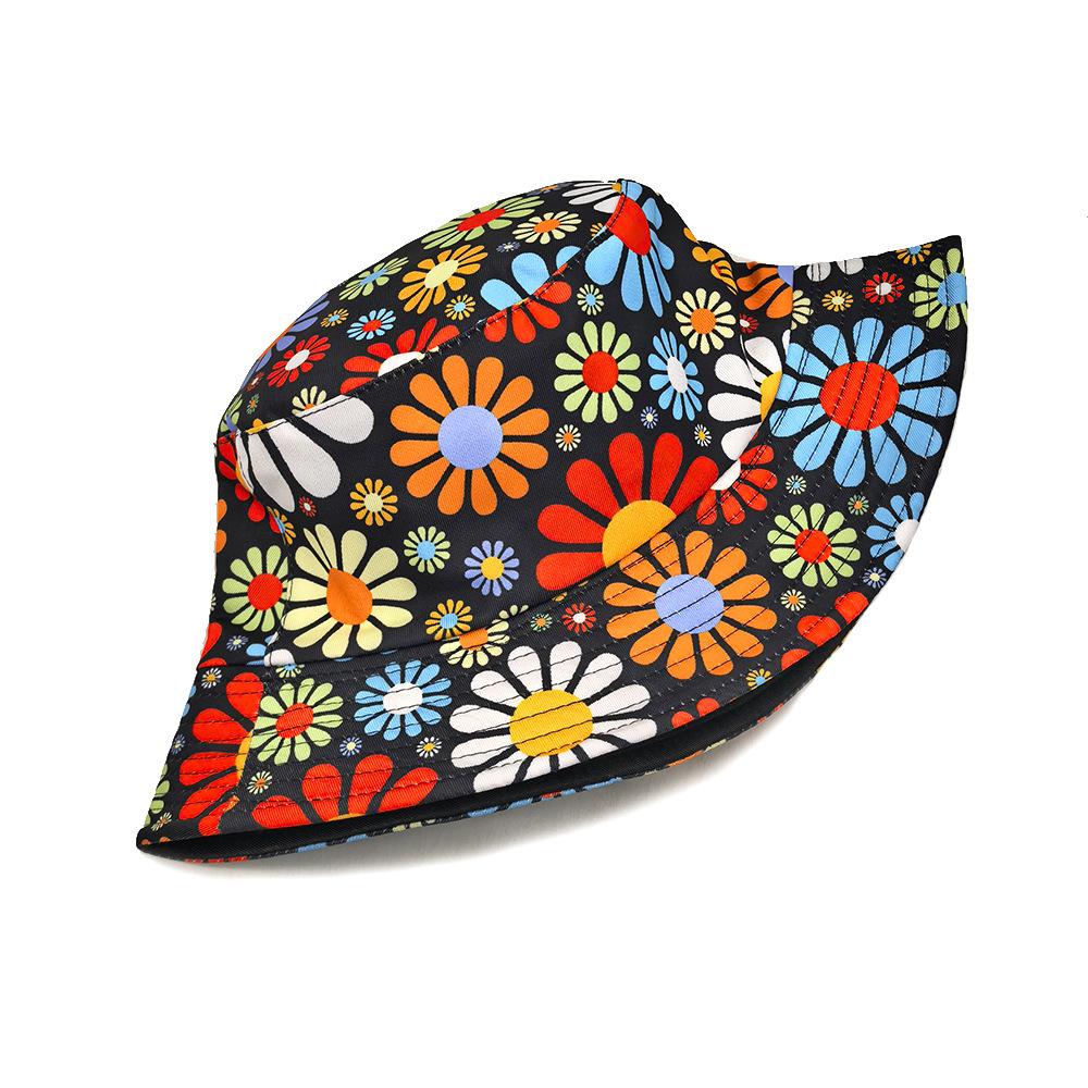 Bucket Hat Fashion Print Fisherman Hats Double Sides Flat Top Panama Caps for Men Women Reversible Outdoor Sun Hats Basin Cap