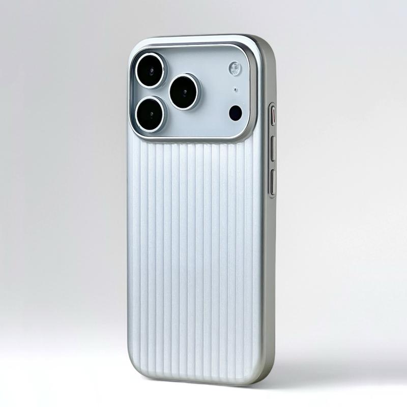 

Stylish Plating 3D Luggage Stripes for Magsafe Case for IPhone 17 16 15 14 Pro Max Shockproof Wireless Charge Slim Matte Cover iPhone17 Pro срібний