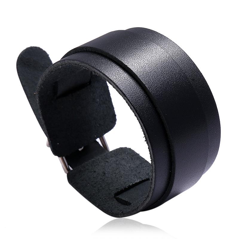 

Modyle New Fashion Punk Vintage Wide Genuine Leather Bracelet For Men Brown Black Wide Leather Jewelry Pulsera Hombre