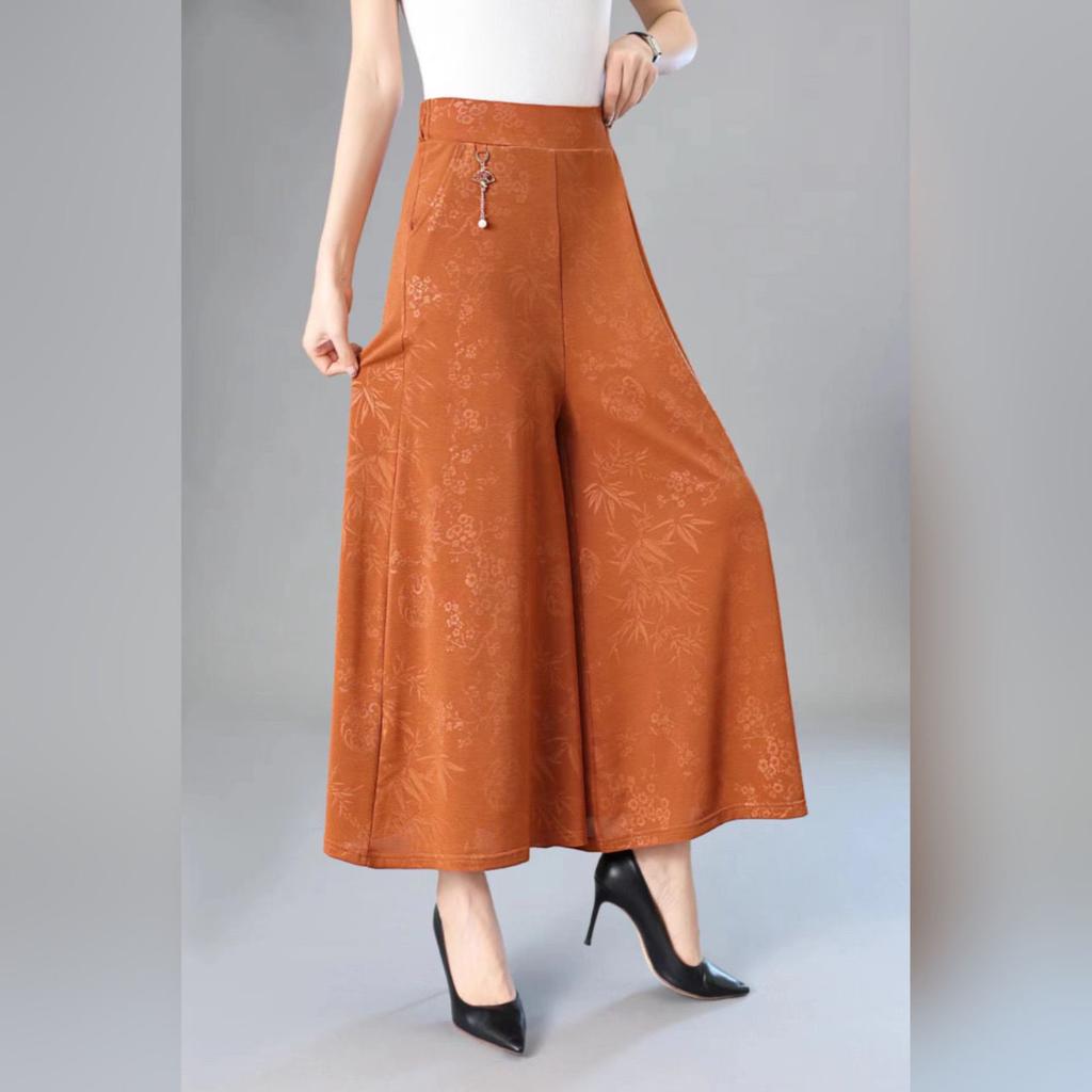 Καλοκαιρινό Γυναικείο Λεπτό και Μοντέρνο Καθημερινό Παντελόνι με Φαρδύ Πόδι για Γυναίκες Μέσης Ηλικίας και Ηλικιωμένες Αδυνατιστικό Ψηλόμεσο Ελαστικό Χαλαρό Παντελόνι Φούστα